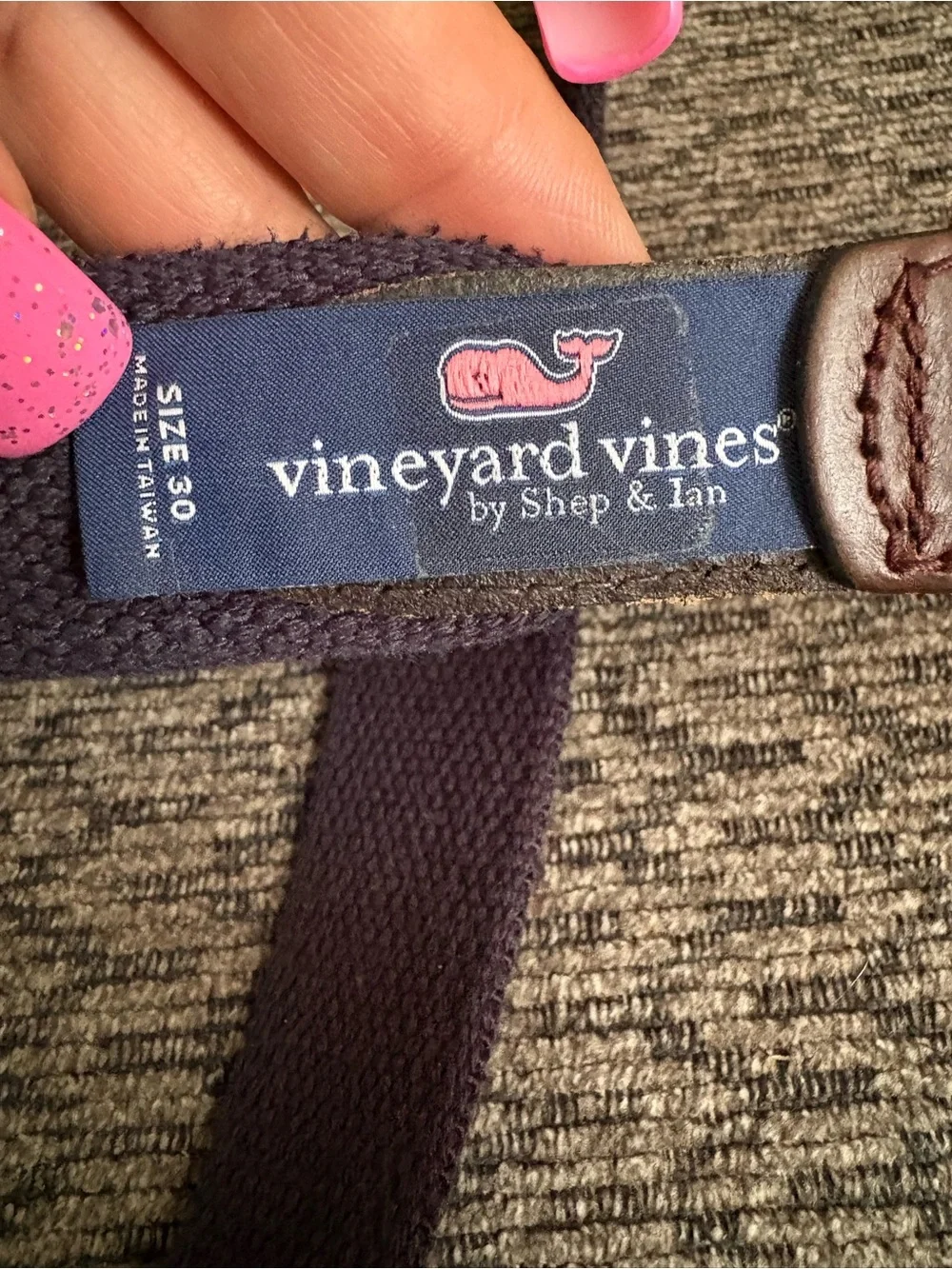 Vineyard Vines Boy’s Whale Canvas Club Belt Size 30